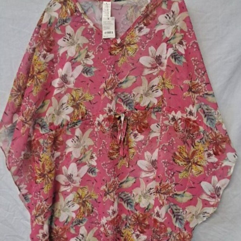 West Loop One Size Women's Floral Cover Up Beach Pink Multicolor